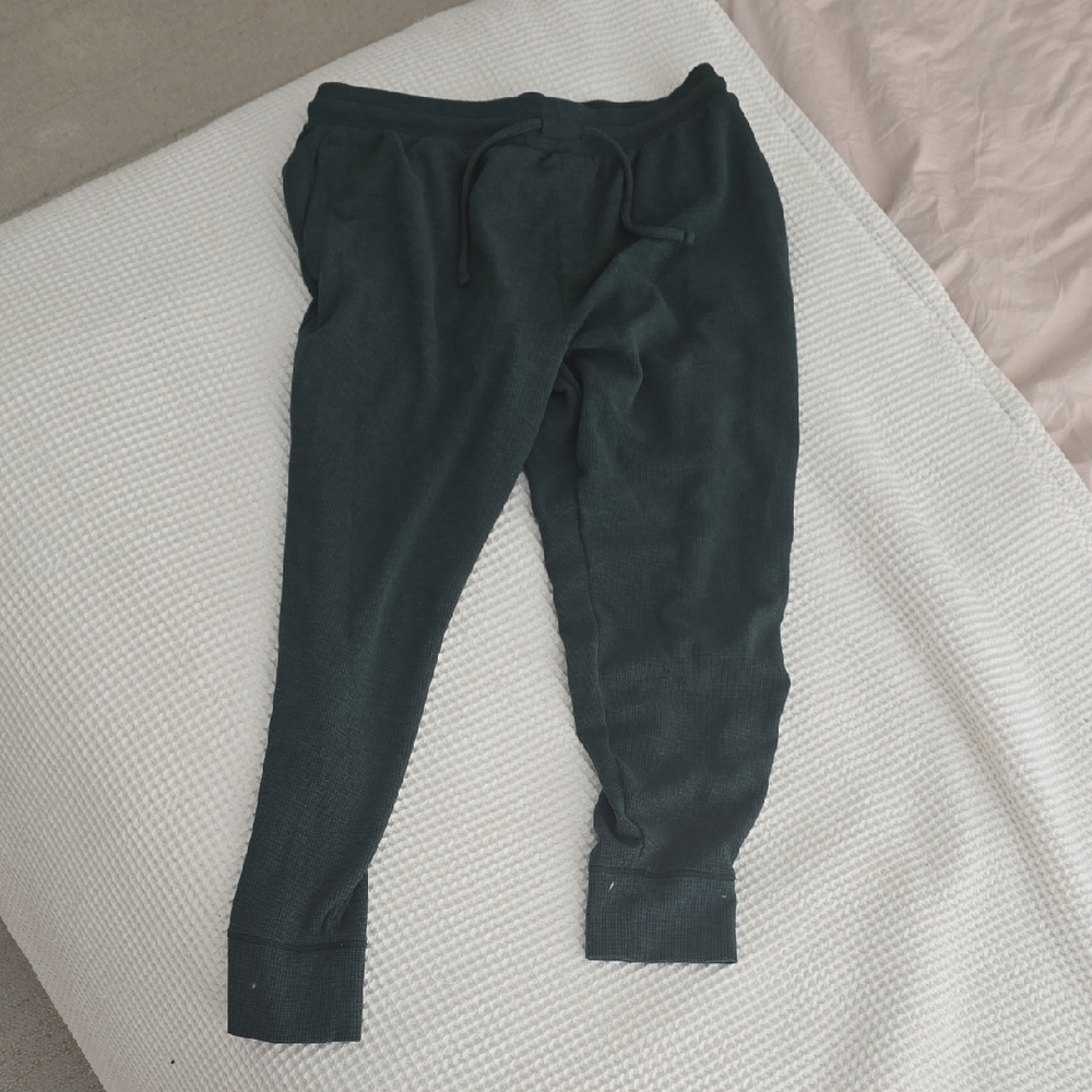 Tommy John Green Waffle Sweatpants Tapered Leg Design